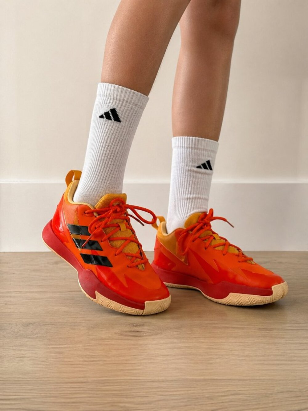 Adidas Cross Em Up Select Kids 4.5 Basketball Shoes Orange Black Lightweight